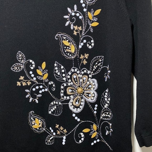 Alfred Dunner Embroidered & Beaded 3/4 Top Size PL - Picture 3 of 4